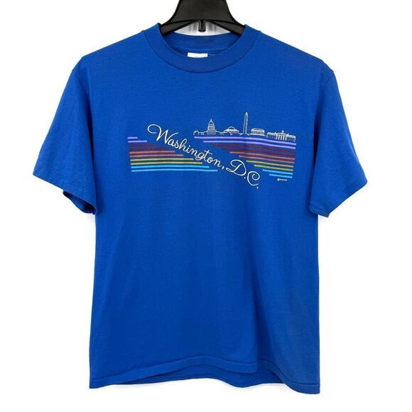Sportswear VTG 80s Single Stitch Washington DC Souvenir Blue T-Shirt Size XL USA - Picture 1 of 9